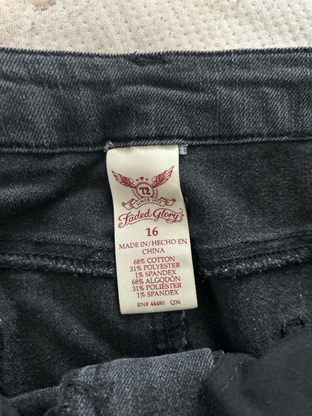 Faded Glory Black Denim Mini Skirt with Frayed Hem - Picture 3 of 5